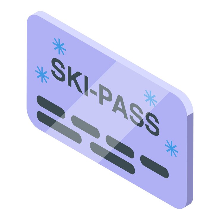 Vector ski pass allowing access to ski lifts during winter holidays