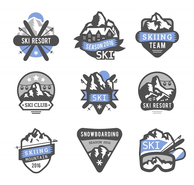 Vector ski resort logo emblems