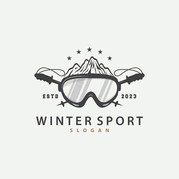 Logo sport sci inverno sport sulla neve design retro vintage illustrazione vettoriale