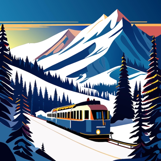 ski in station vector illustration