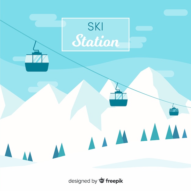 Premium Vector | Ski station