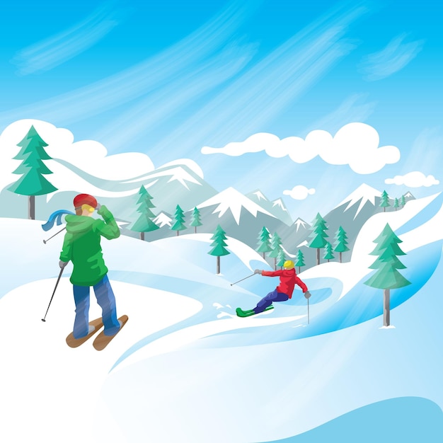 ski Touring illustration vector design