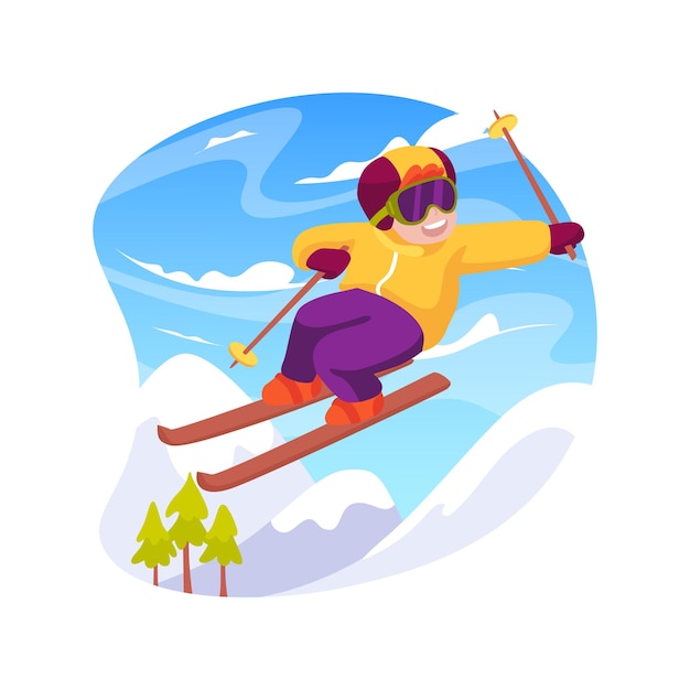 Ski tricks isolated cartoon vector illustration