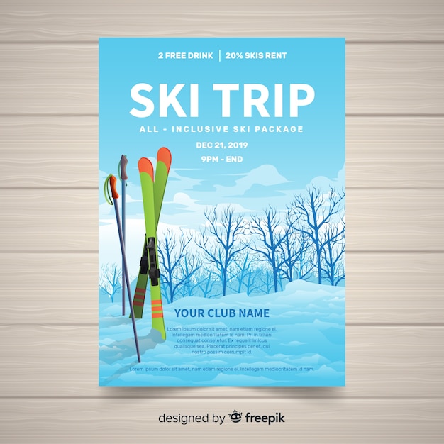 Vector ski trip banner