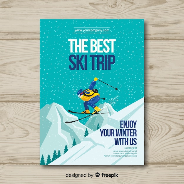 Vector ski trip flyer template