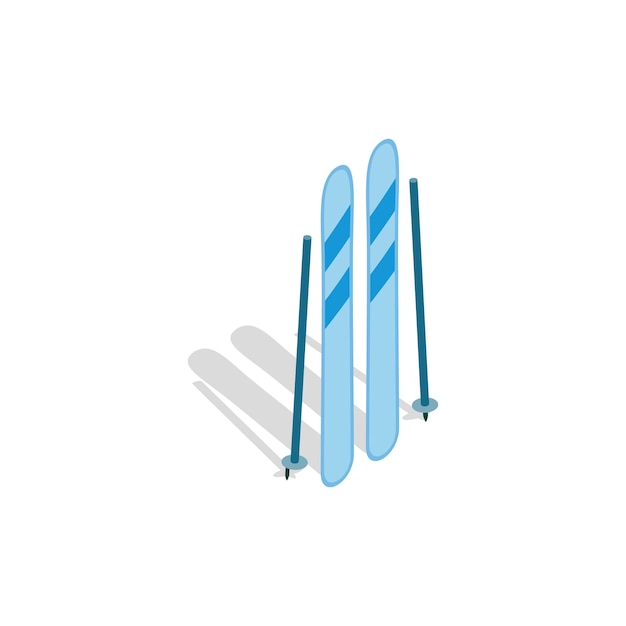 Ski uitrusting pictogram in isometrische 3D-stijl op een witte achtergrond