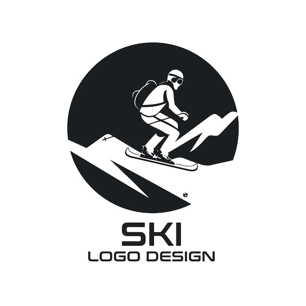 Vector ski vector logo design