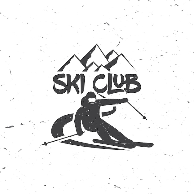 Vector skiclubconcept met skiër