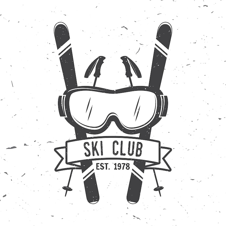 Vector skiclubconcept met skiër