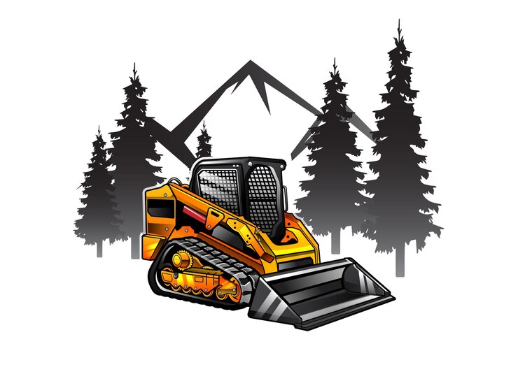 Vector skid loader and landscape vector