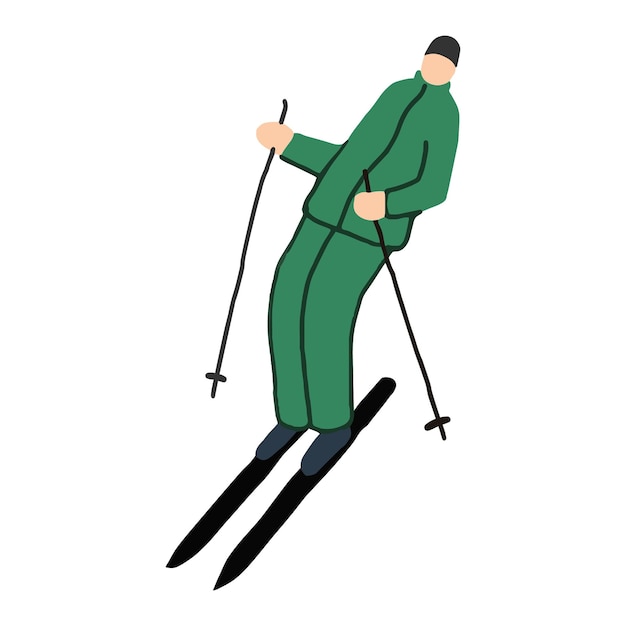 ベクトル スキー選手はスポーツや旅行のテーマに最適な冬のリゾートでスピードとスキルを披露しています 孤立したベクトルイラスト
