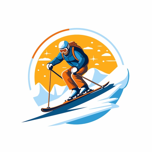 Лыжные лыжи в горах Векторная иллюстрация для вашего дизайна