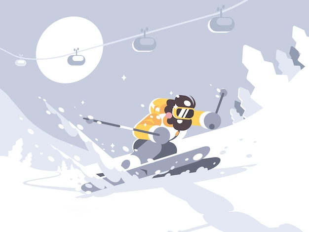 Skier skiing in ski resort