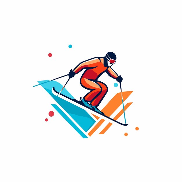 Skier vector logo ontwerp sjabloon Skier ski logo concept