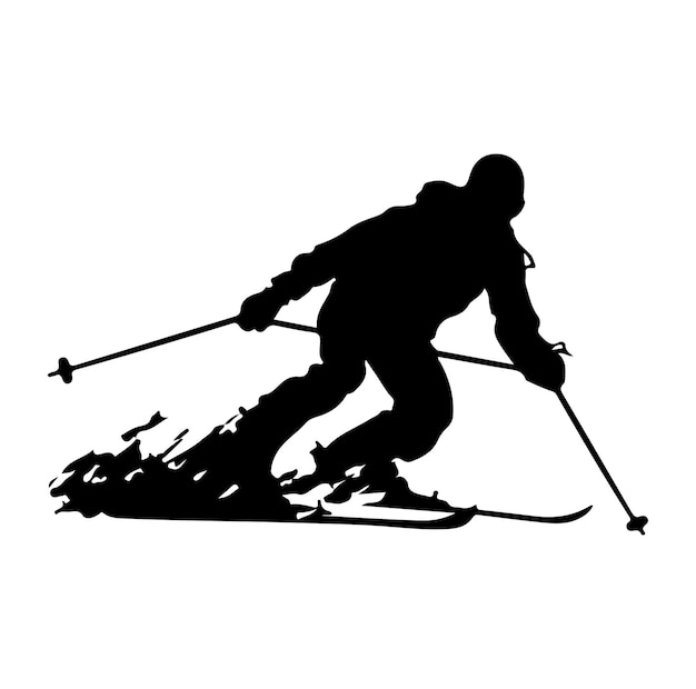 Vector skiers in snowy mountain vector silhouette skiers vector silhouette skiers on the ice mountain sn