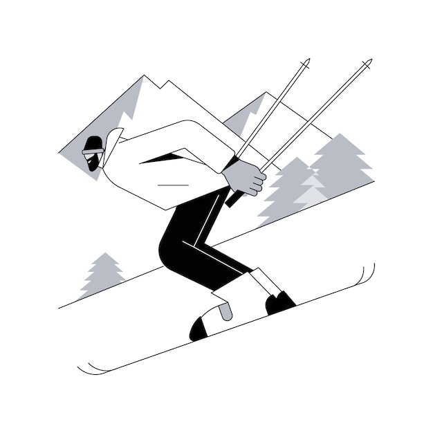 Skiing abstract concept vector illustration