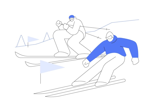 Skiing abstract concept vector illustration