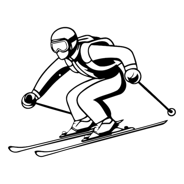 Skiing freestyle extreme sport vector Illustration