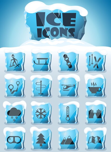 Vector skiing icon set