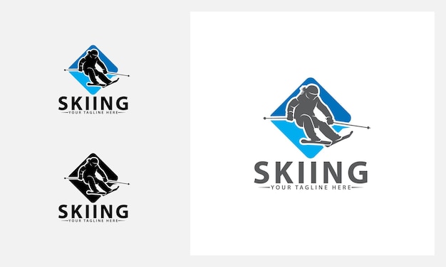 skiing player logo design template