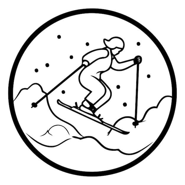 Skiing Skiing Vector illustration Flat design