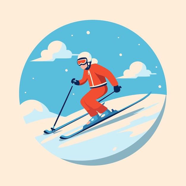 Skiing Skiing Vector illustration in flat style