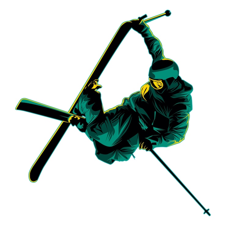 Vector skiing vector illustration
