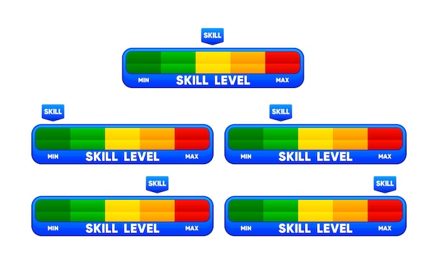 Vector skill levels growth increasing skills level cartoon style the concept of professional or educational