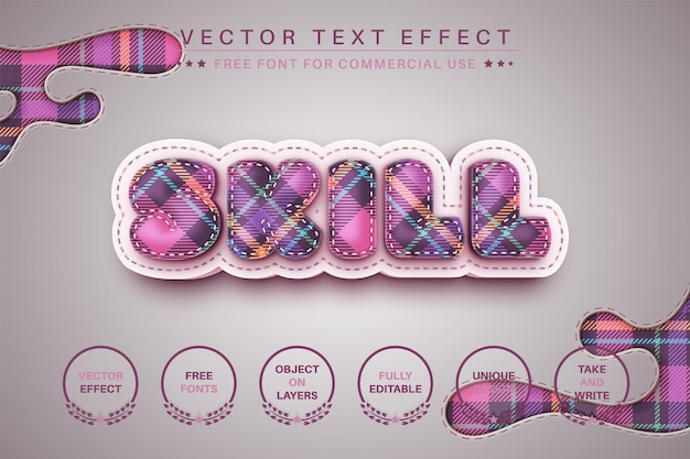 Skill Sewing Editable Text Effect, Font Style