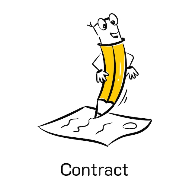 A skillfully crafted icon of contract hand drawn style