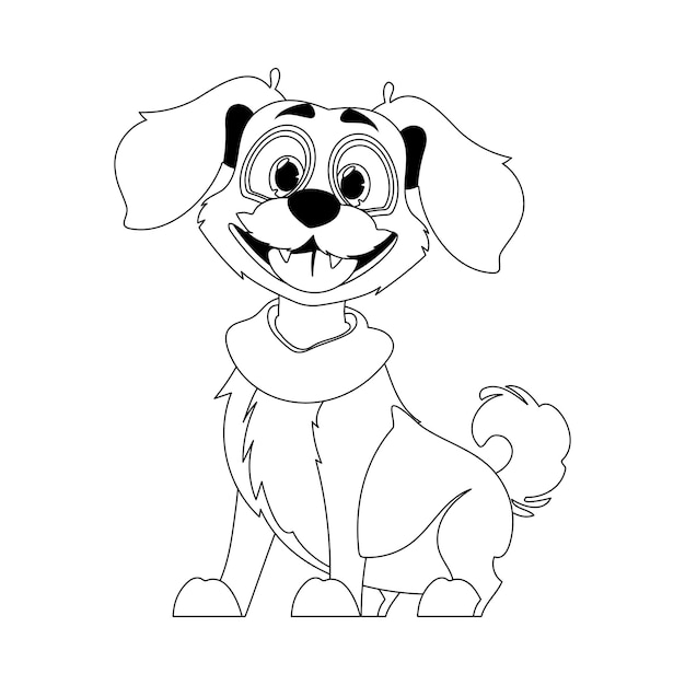 Skillfully puppy in a energize shape pulverizing for children's coloring books Cartoon style Vector Illustration