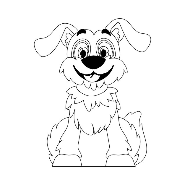 Skillfully puppy in a energize shape squeezing for children's coloring books Cartoon style Vector Illustration