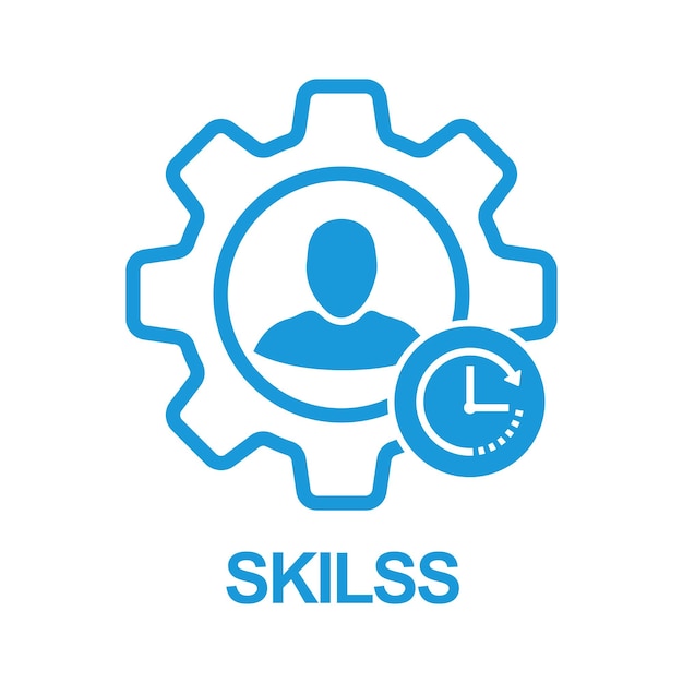 Skills icon with clock sign skills icon and countdown deadline schedule planning symbol vector icon
