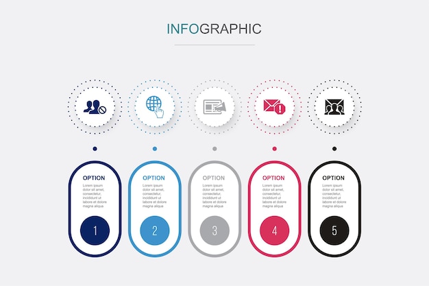 Skills training knowledge growth success icons Infographic design layout design template Creative presentation concept with 5 steps