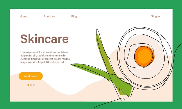 Skin care concept. Landing page template. Morning routine. Bath time. Organic products for scrubbing