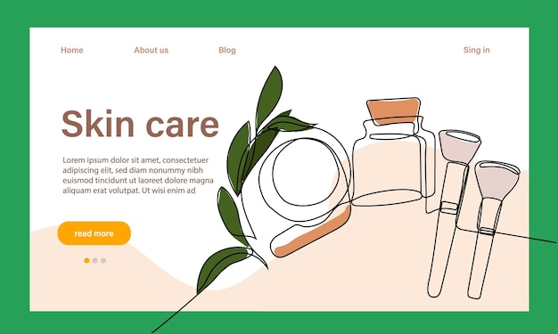 Skin care concept. Landing page template. Morning routine. Bath time. Organic products for scrubbing