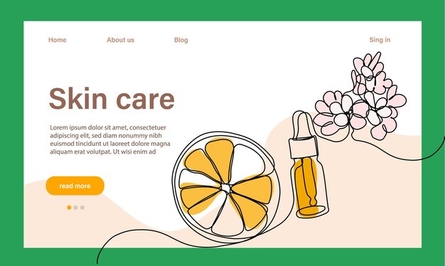 Skin care concept. Landing page template. Morning routine. Bath time. Organic products for scrubbing