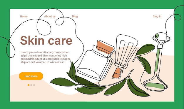 Vector skin care concept. landing page template. morning routine. bath time. organic products