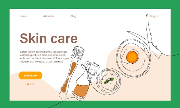 Skin care concept. Landing page template. Morning routine. Bath time. Organic products