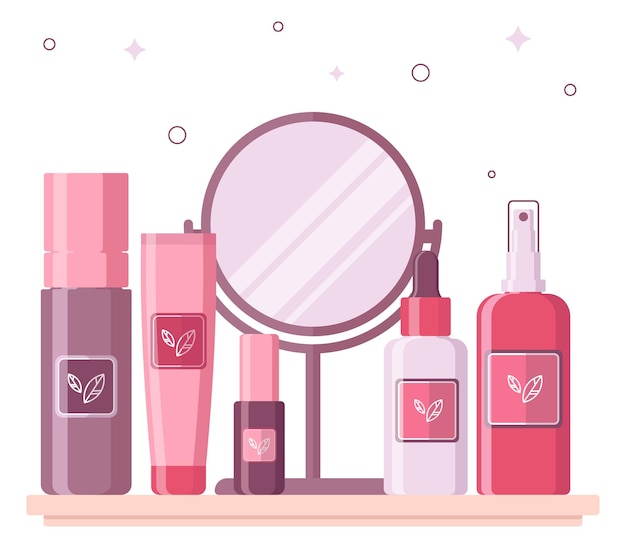 Vector skin care cosmetics background flat design