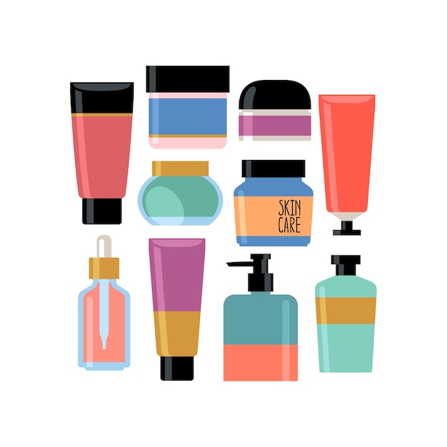 skin care cosmetics set. 