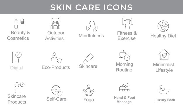 skin care icons beauty wellness and healthy lifestyle
