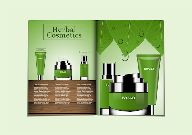 Skin care products for magazine in greenery theme 