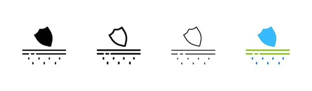 スキンケアセットアイコン皮膚科コラーゲン水分補給保湿韓国化粧品保護超音波洗浄水滴美容コンセプトライン黒とカラフルなスタイルのベクトルアイコン