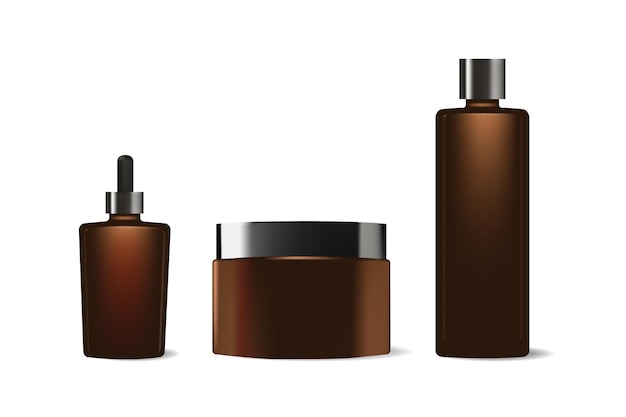 skin care set on white background cosmetic container and tube for cream
