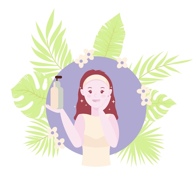 skin cleansing cute girl wash her face and using spf cream glowing skin trendy glass skin