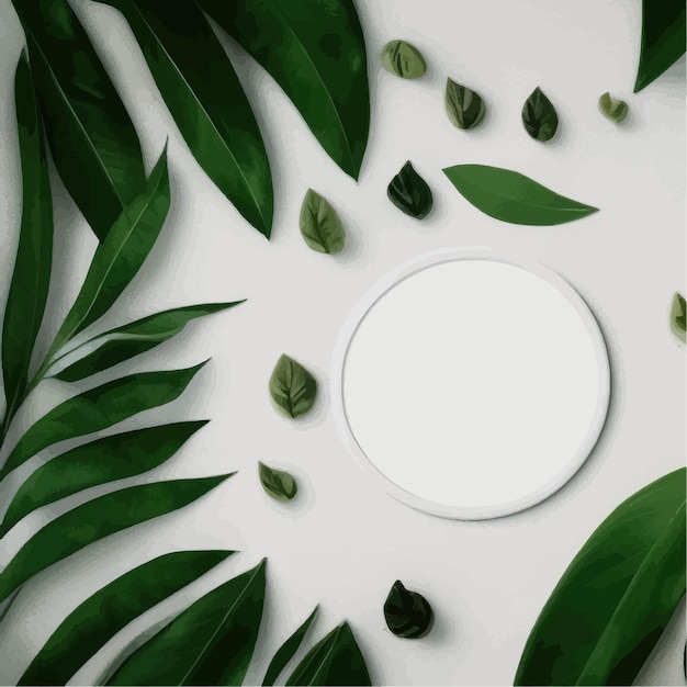 Vector skin detox organic skincare cosmetics concept beauty treatment product round mockup in the tropical