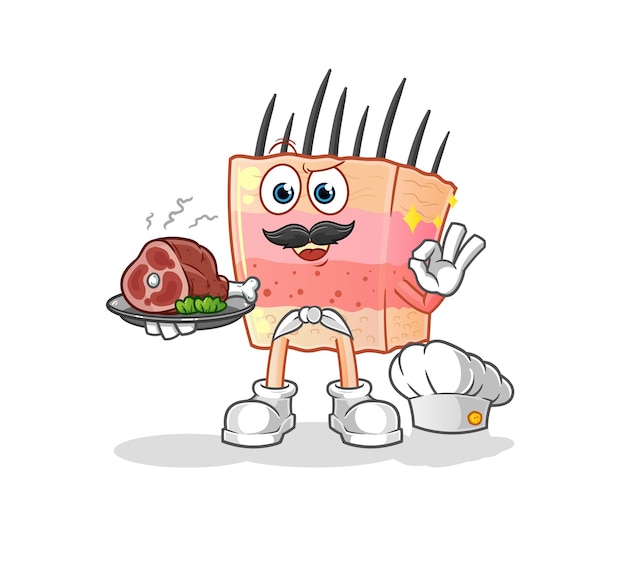 Skin structure chef with meat mascot cartoon vector