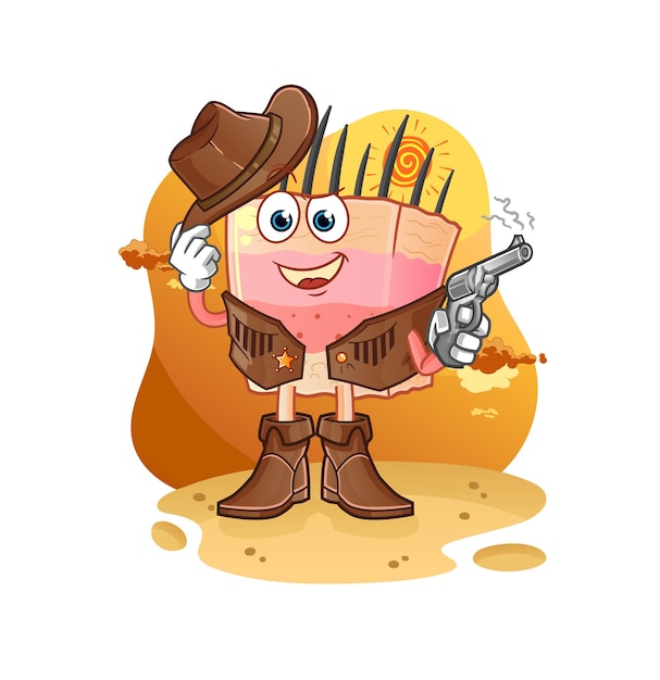 Skin structure cowboy with gun character vector