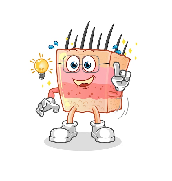 Skin structure got an idea cartoon mascot vector